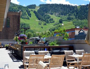 Aspen Outdoor Dining in the Summer Outdoor dining on a deck in Aspen